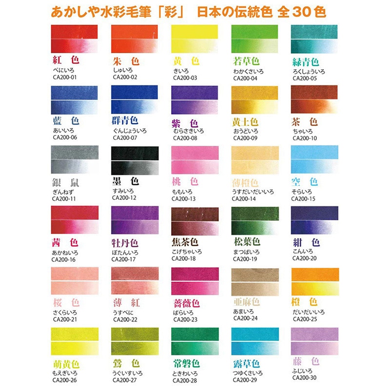 あかしや 水彩毛筆 彩 藍色 CA200-06 1本（ご注文単位5本）【直送品】