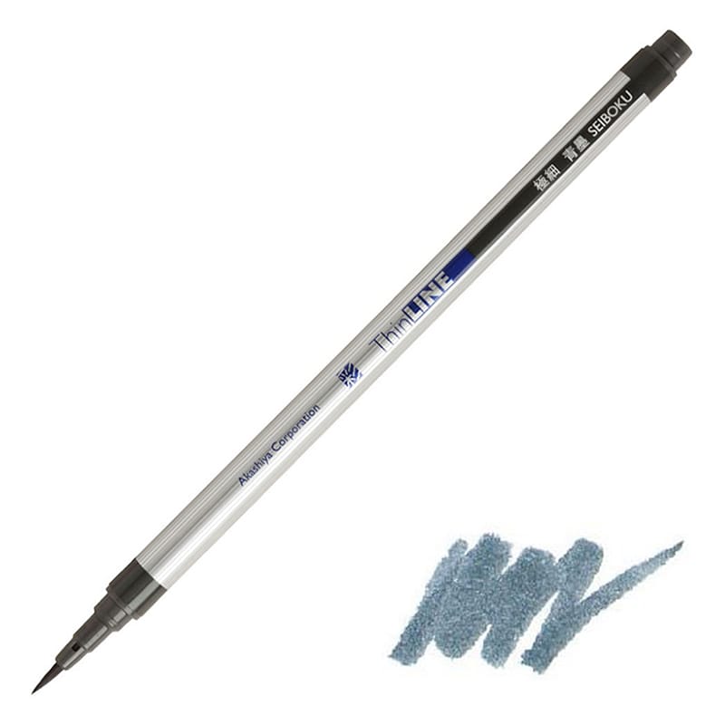 あかしや 極細毛筆 彩 Thin LINE 青墨 TL300-02 1パック（ご注文単位5パック）【直送品】