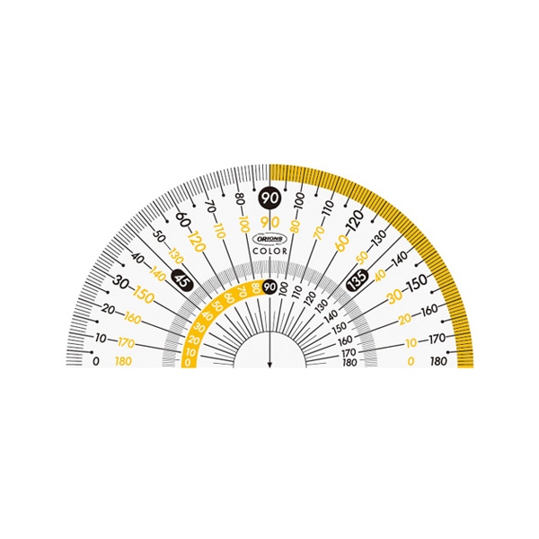 共栄プラスチック カラー分度器 9cm イエロー/クリア CPK-90-Y 1本（ご注文単位1本）【直送品】
