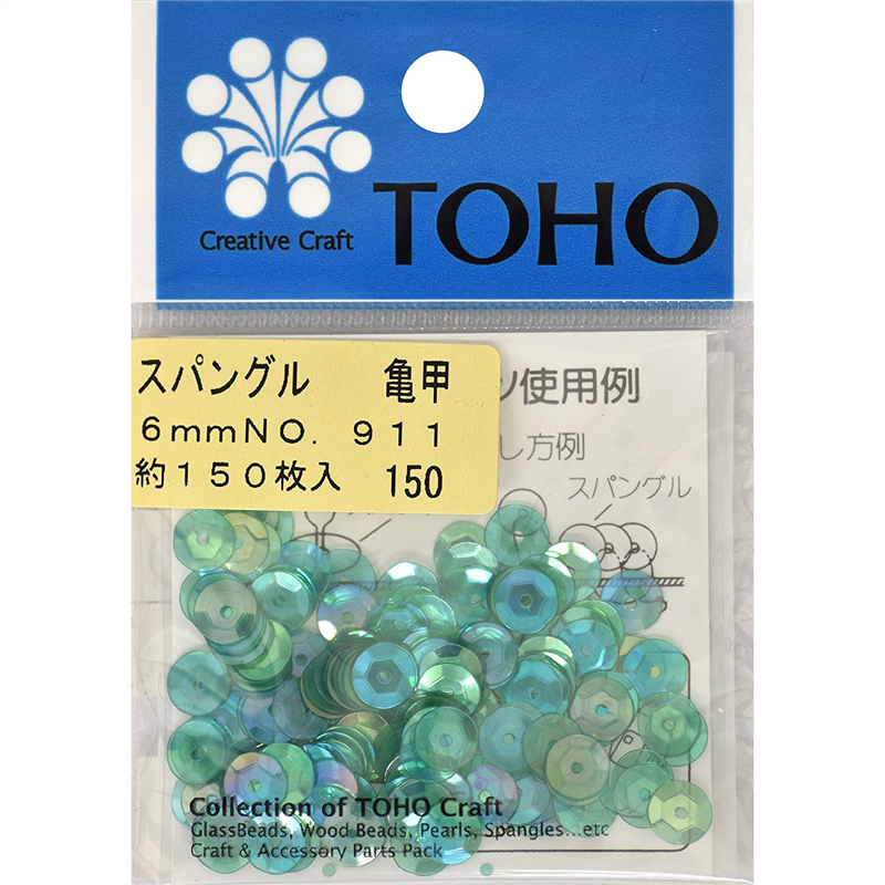 TOHO スパングル 亀甲 約6mm ピンクオーロラ 約150枚入り No.812 1枚（ご注文単位1枚）【直送品】