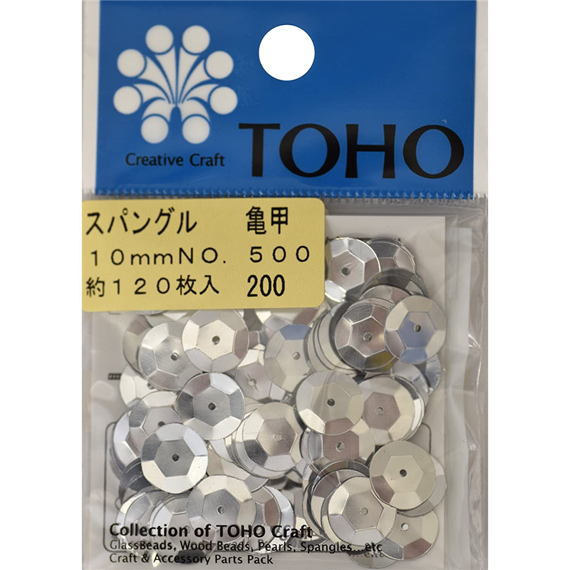TOHO スパングル 亀甲 約10mm シルバー 約120枚入り No.500 1枚(ご注文単位1枚)【直送品】