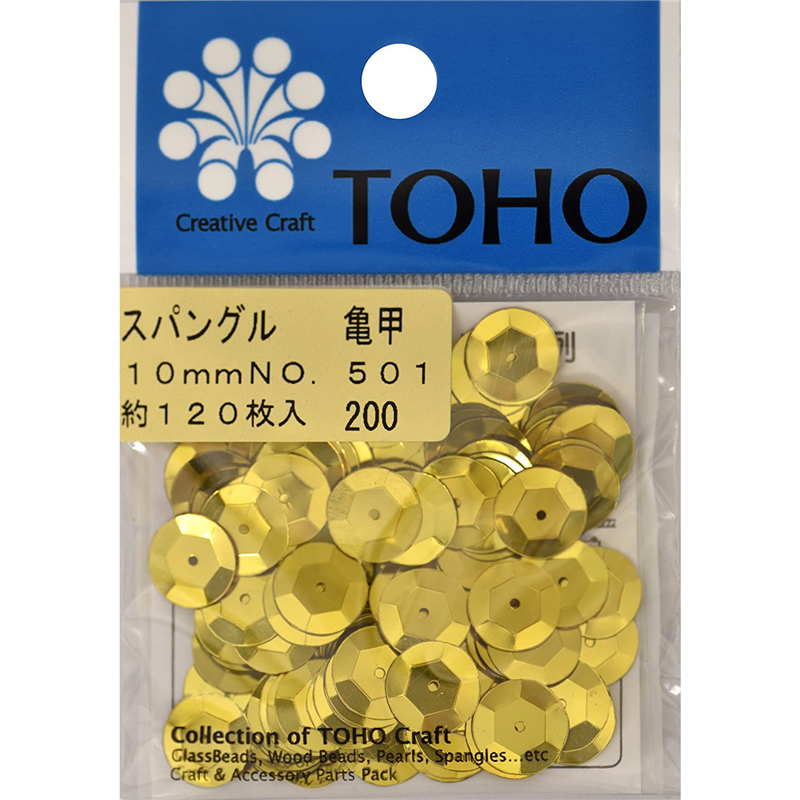 TOHO スパングル 亀甲 約10mm ゴールド 約120枚入り No.501 1枚(ご注文単位1枚)【直送品】