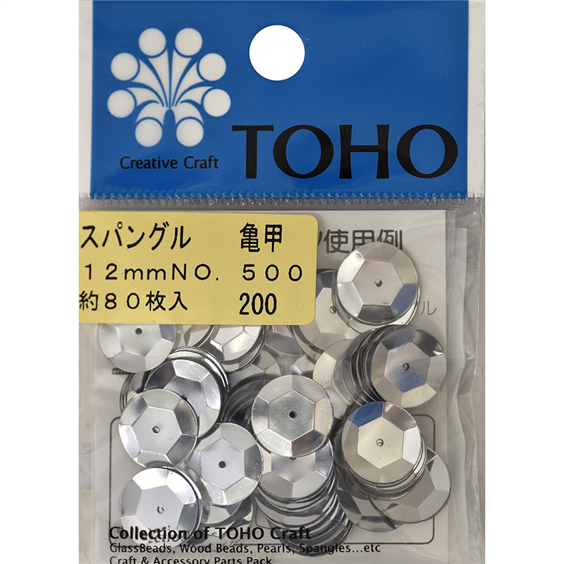 TOHO スパングル 亀甲 約12mm シルバー 約80枚入り No.500 1枚(ご注文単位1枚)【直送品】