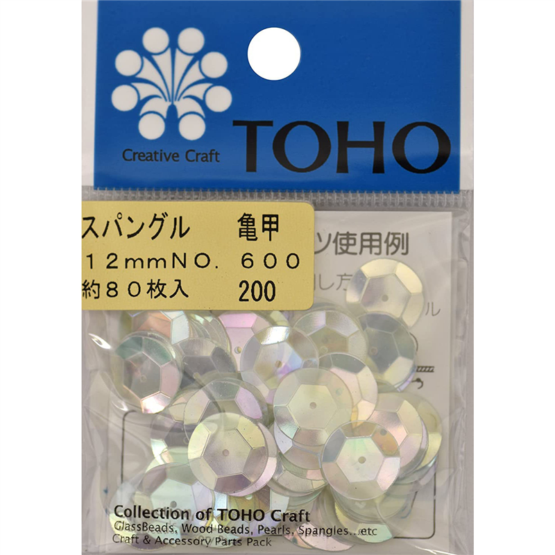 TOHO スパングル 亀甲 約12mm オーロラ 約80枚入り No.600 1枚(ご注文単位1枚)【直送品】