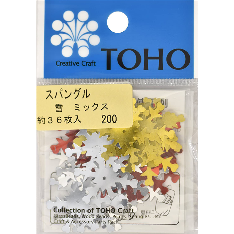 TOHO スパングル 雪 ミックス 約25mm 約36枚入り 1枚（ご注文単位1枚）【直送品】