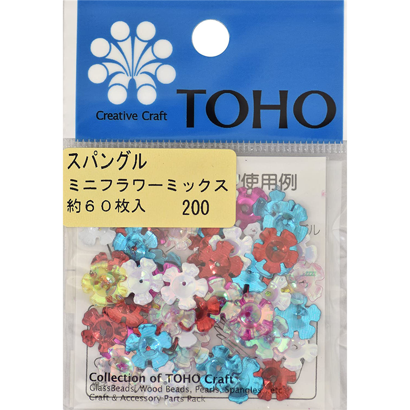 TOHO スパングル ミニフラワー ミックス 約10mm 約60枚入り 1枚（ご注文単位1枚）【直送品】