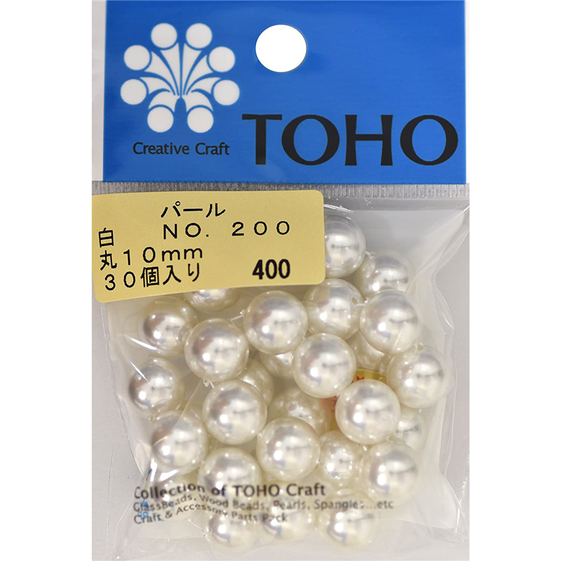 TOHO 丸型パール 外径約10mm 白 30ヶ入り No.200 1枚（ご注文単位1枚）【直送品】