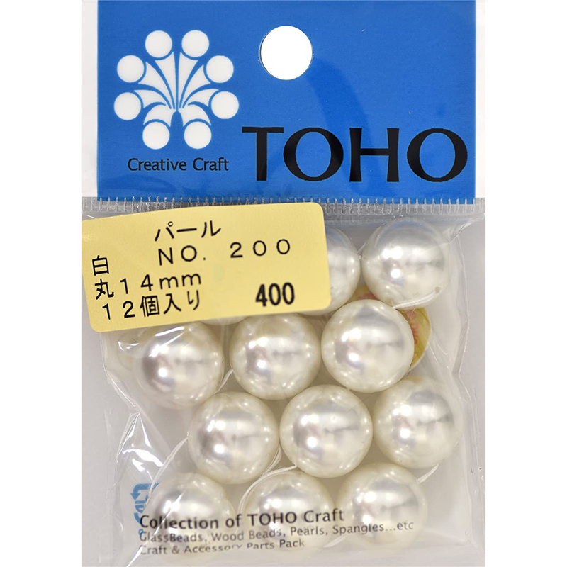 TOHO 丸型パール 外径約14mm 白 12ヶ入り No.200 1枚（ご注文単位1枚）【直送品】