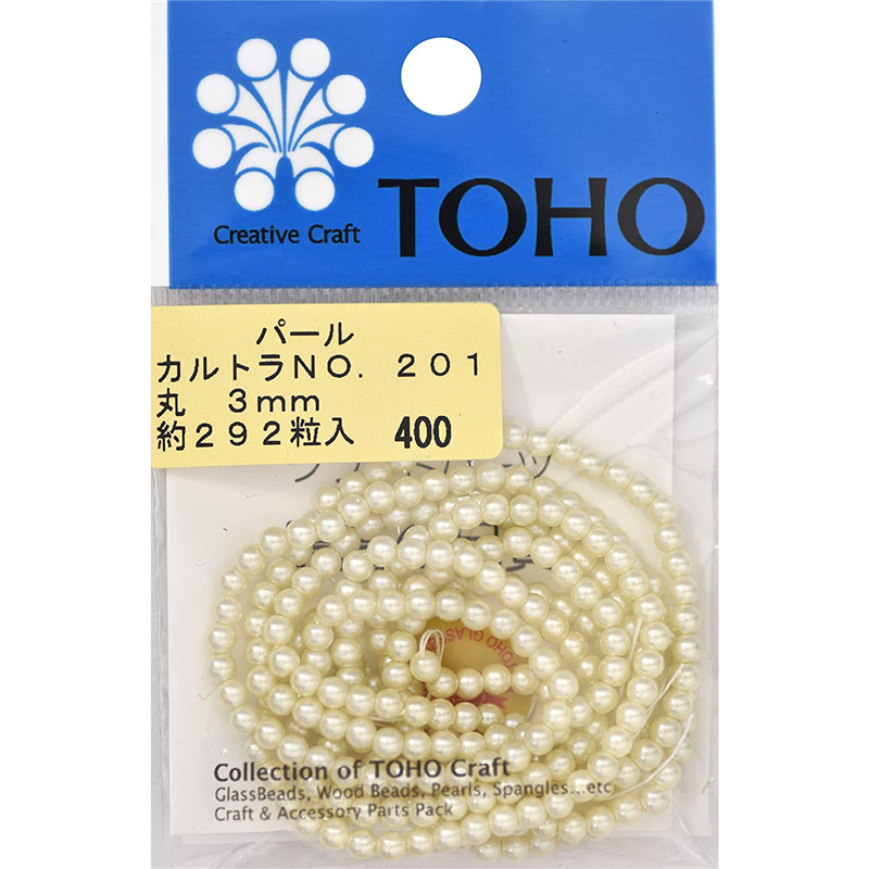 TOHO 丸型パール 外径約3mm カルトラ 約292ヶ入り No.201 1枚（ご注文単位1枚）【直送品】