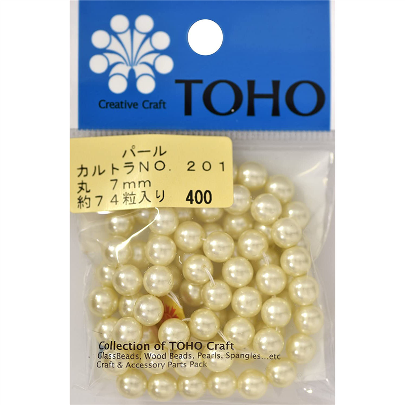TOHO 丸型パール 外径約7mm カルトラ 約74ヶ入り No.201 1枚（ご注文単位1枚）【直送品】