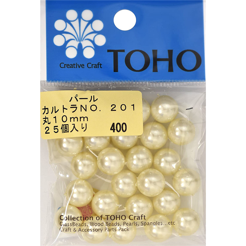 TOHO 丸型パール 外径約10mm カルトラ 25ヶ入り No.201 1枚（ご注文単位1枚）【直送品】