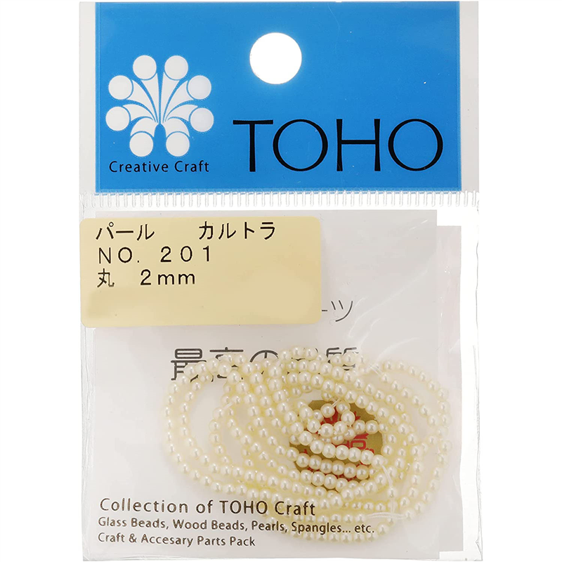 TOHO 丸型パール 外径約2mm カルトラ 約264ヶ入り No.201 1枚（ご注文単位1枚）【直送品】