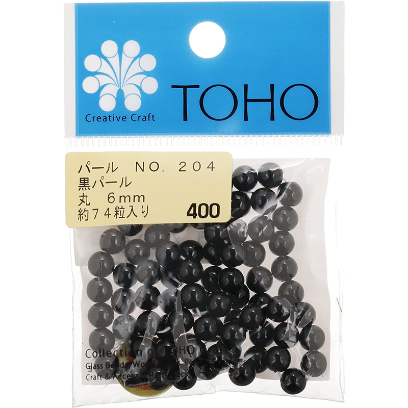 TOHO 丸型パール 外径約6mm ガンメタル 約74ヶ入り No.202 1枚（ご注文単位1枚）【直送品】