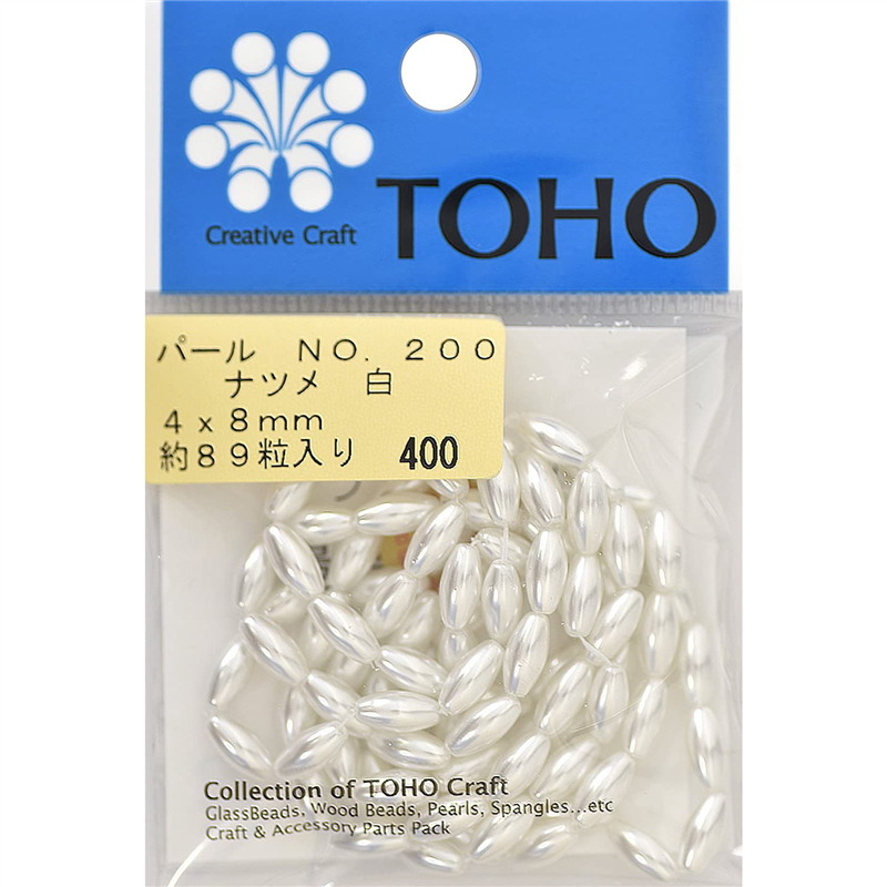 TOHO ナツメパール 約4×8mm 白 約89ヶ入り No.200 1枚（ご注文単位1枚）【直送品】