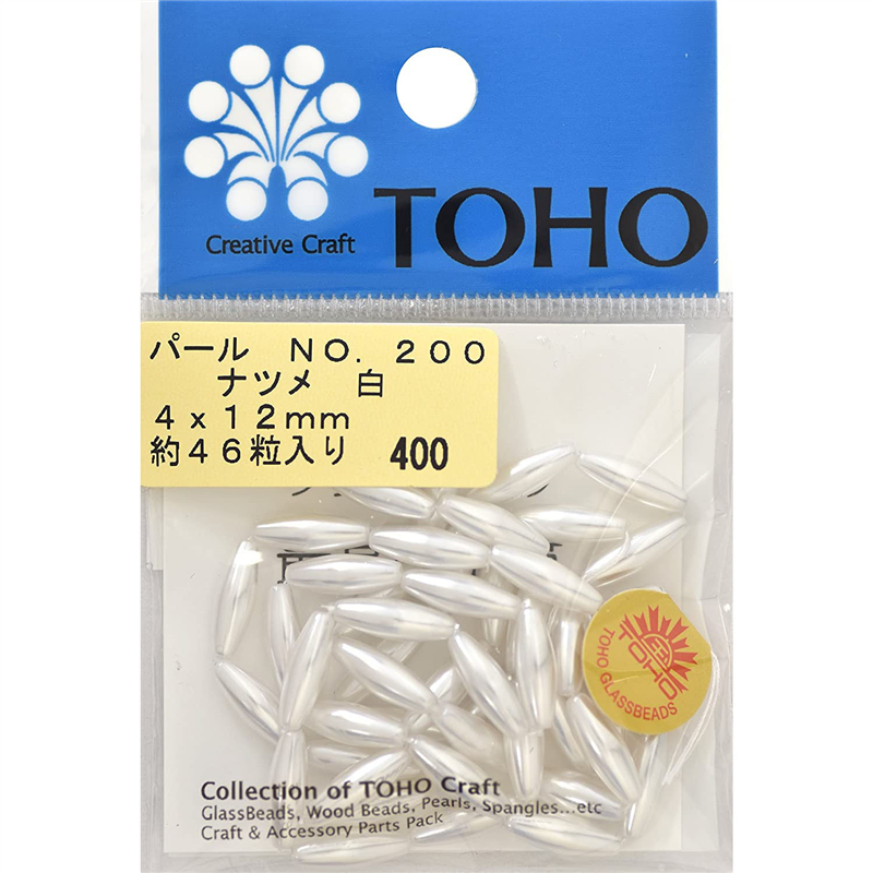 TOHO ナツメパール 約4×12mm 白 約46ヶ入り No.200 1枚（ご注文単位1枚）【直送品】