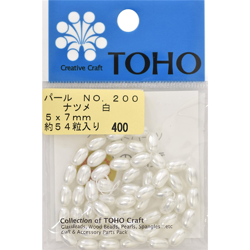TOHO ナツメパール 約5×7mm 白 約54ヶ入り No.200 1枚（ご注文単位1枚）【直送品】