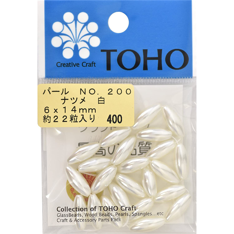 TOHO ナツメパール 約6×14mm 白 約22ヶ入り No.200 1枚（ご注文単位1枚）【直送品】