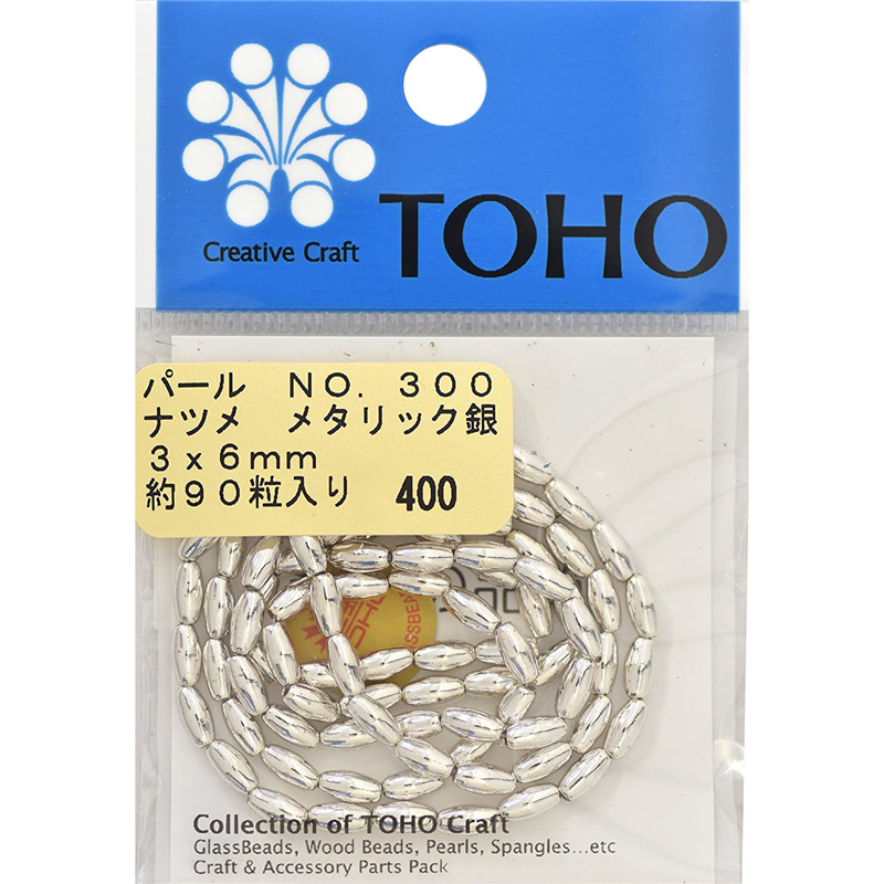 TOHO ナツメパール 約3×6mm 銀 約90ヶ入り No.300 1枚（ご注文単位1枚）【直送品】
