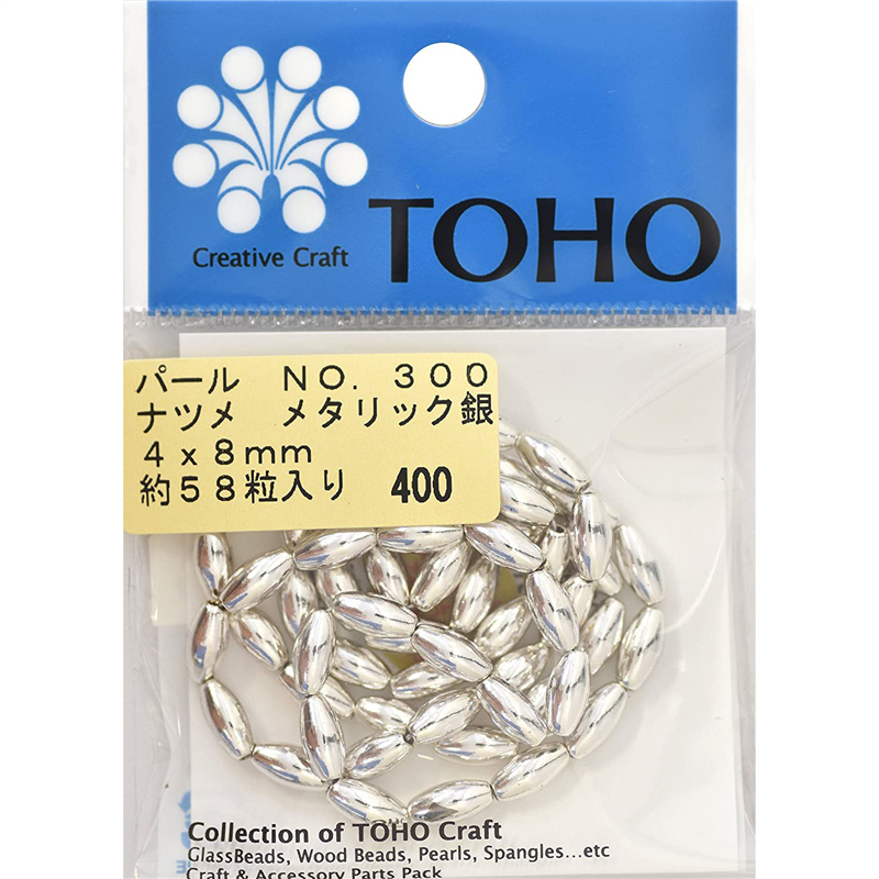 TOHO ナツメパール 約4×8mm 銀 約58ヶ入り No.300 1枚（ご注文単位1枚）【直送品】
