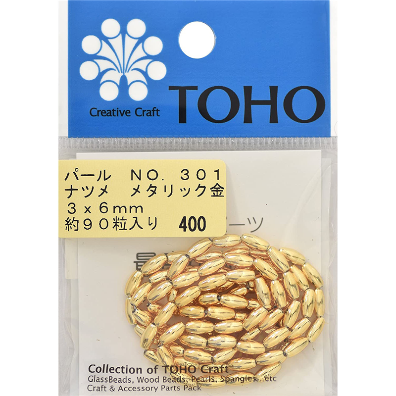 TOHO ナツメパール 約3×6mm 金 約90ヶ入り No.301 1枚（ご注文単位1枚）【直送品】