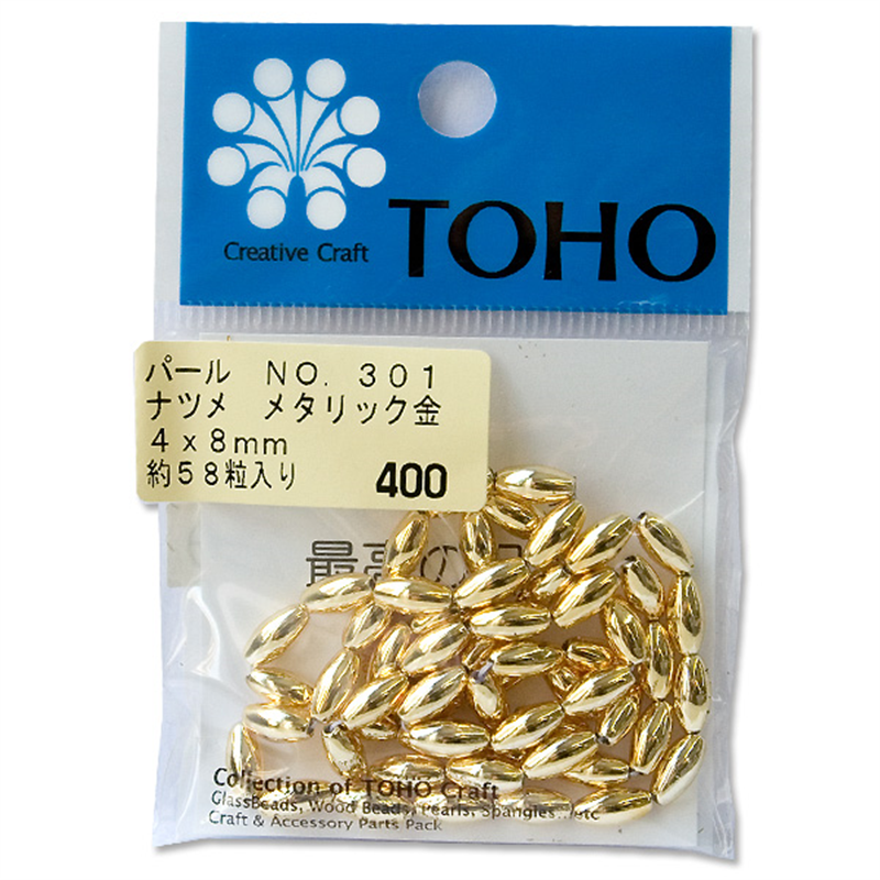 TOHO ナツメパール 約4×8mm 金 約58ヶ入り No.301 1枚（ご注文単位1枚）【直送品】