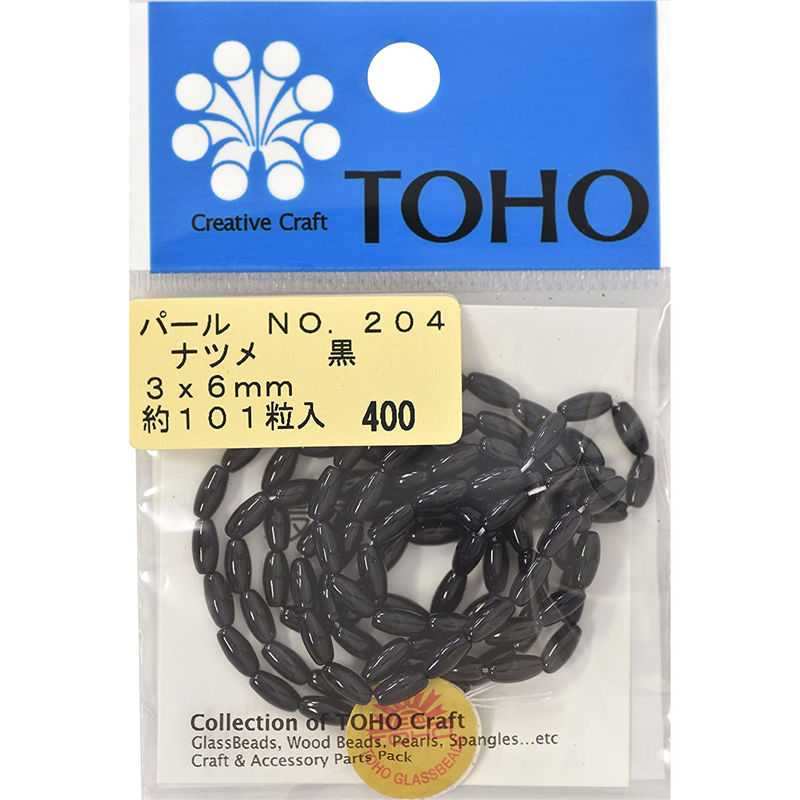 TOHO ナツメパール 約3×6mm 黒 約101ヶ入り No.204 1枚（ご注文単位1枚）【直送品】
