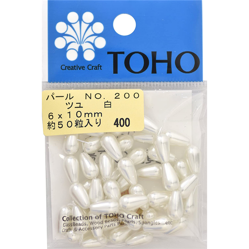 TOHO ツユパール 約6x10mm 白 約50ヶ入り No.200 1枚（ご注文単位1枚）【直送品】