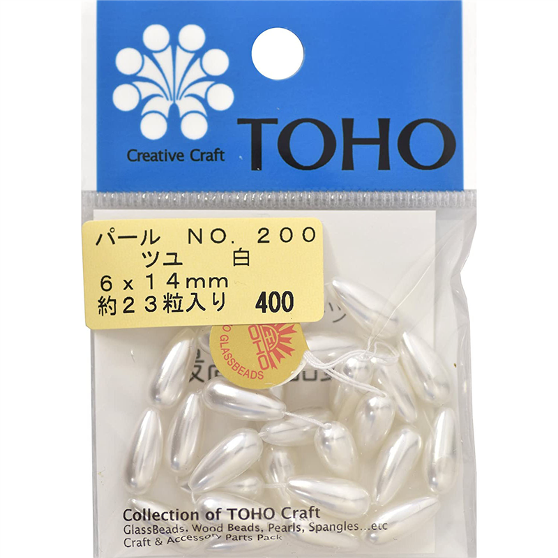 TOHO ツユパール 約6x14mm 白 約23ヶ入り No.200 1枚（ご注文単位1枚）【直送品】