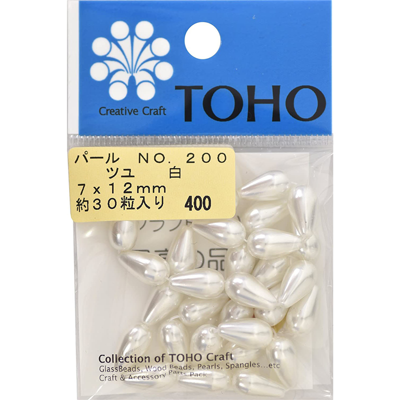 TOHO ツユパール 約7x12mm 白 約30ヶ入り No.200 1枚（ご注文単位1枚）【直送品】