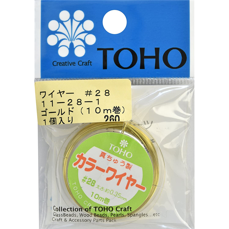 TOHO ワイヤー #28 太さ約0.35mm×長さ約10m巻 ゴールド 11-28-1 1枚(ご注文単位1枚)【直送品】