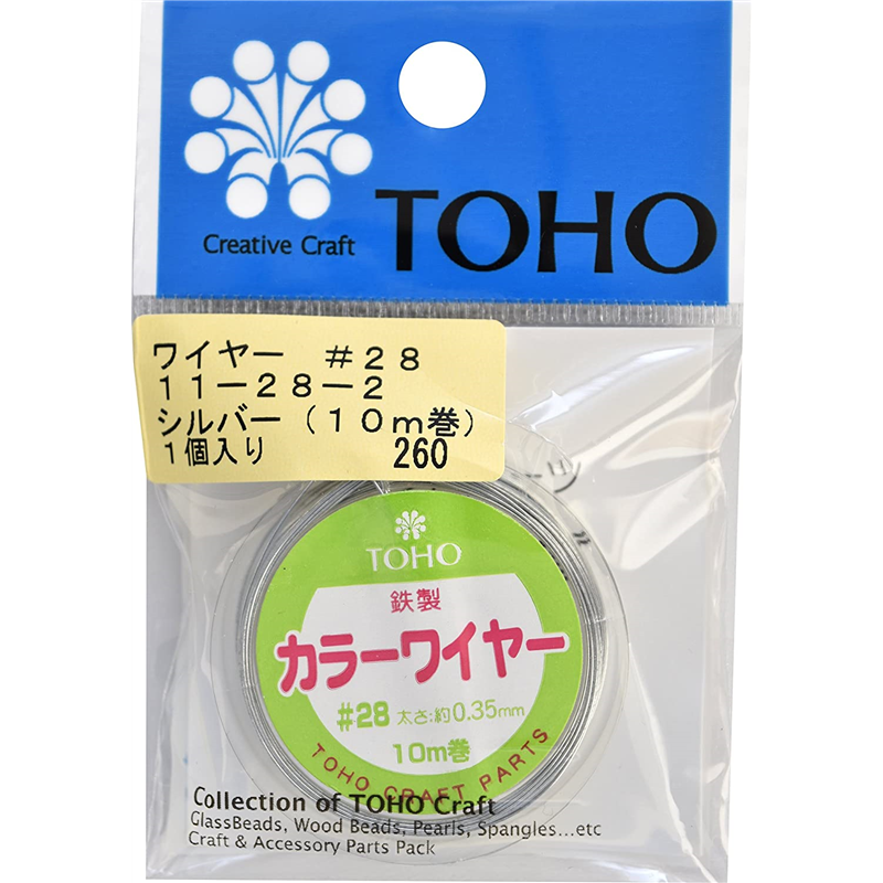 TOHO ワイヤー #28 太さ約0.35mm×長さ約10m巻 シルバー 11-28-2 1枚(ご注文単位1枚)【直送品】