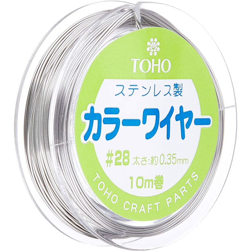 TOHO ワイヤー #28 太さ約0.35mm×長さ約10m巻 シルバー 11-28-15 1枚(ご注文単位1枚)【直送品】