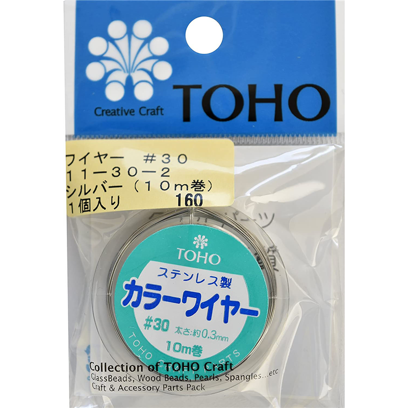 TOHO ワイヤー #30 太さ約0.3mm×長さ約10m巻 シルバー 11-30-2 1枚(ご注文単位1枚)【直送品】