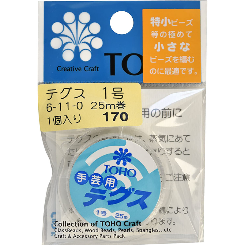 TOHO テグス 太さ約0.17mm×約25m巻 1号 スキ 6-11-0 1枚（ご注文単位1枚）【直送品】