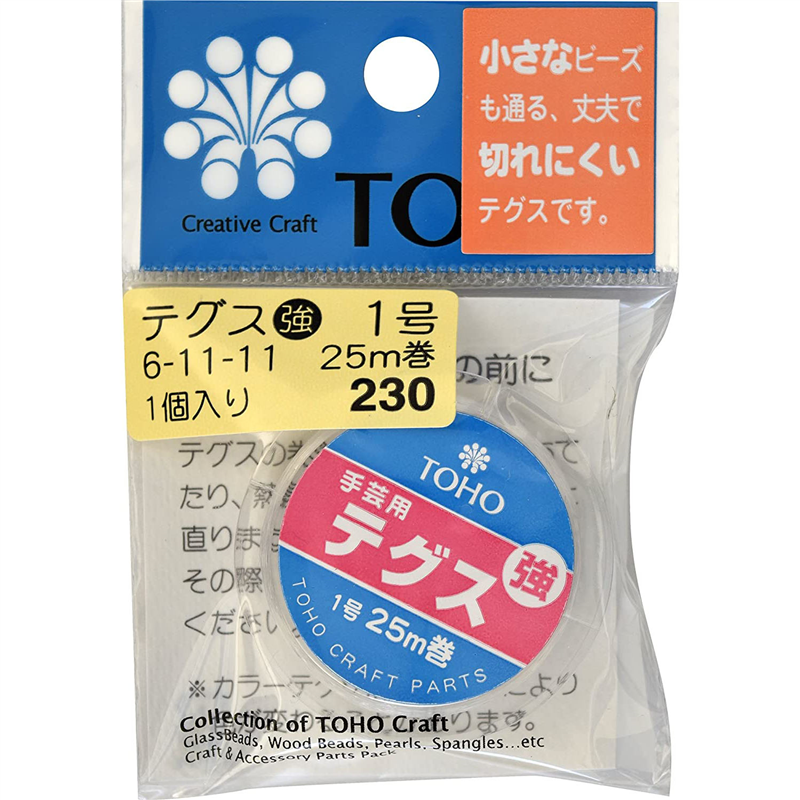 TOHO テグス 太さ約0.17mm×約25m巻 強 1号 スキ 6-11-11 1枚（ご注文単位1枚）【直送品】