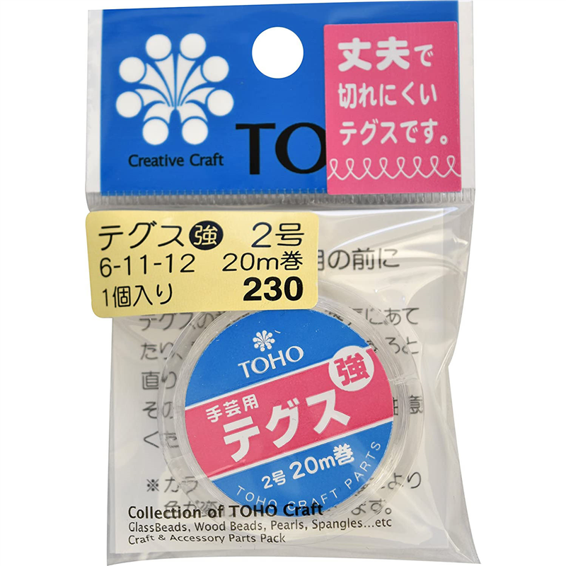 TOHO テグス 太さ約0.23mm×約20m巻 強 2号 スキ 6-11-12 1枚（ご注文単位1枚）【直送品】