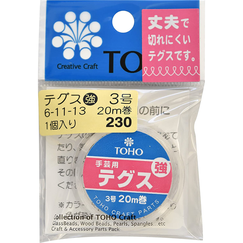 TOHO テグス 太さ約0.29mm×約20m巻 強 3号 スキ 6-11-13 1枚（ご注文単位1枚）【直送品】
