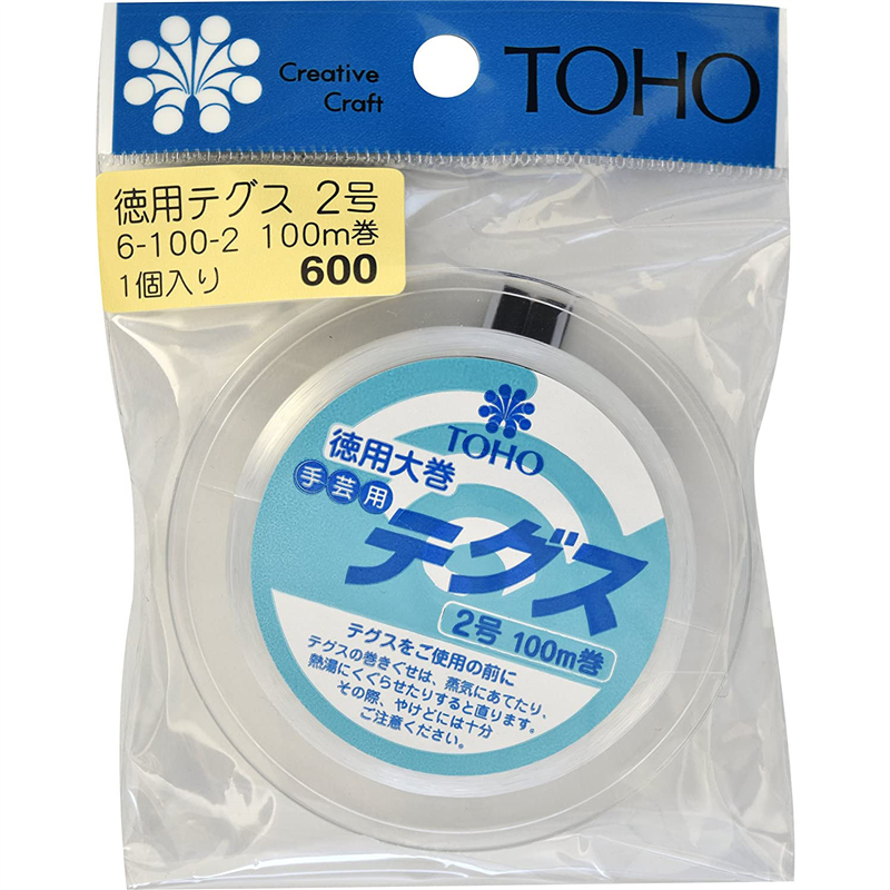 TOHO テグス 太さ約0.23mm×約100m巻 2号 スキ 6-100-2 1枚（ご注文単位1枚）【直送品】
