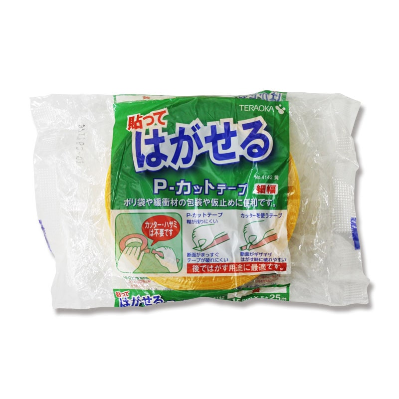 寺岡製作所 養生テープ Pカットテープ 18×25 No.4142 黄 1巻(ご注文単位84巻)【直送品】