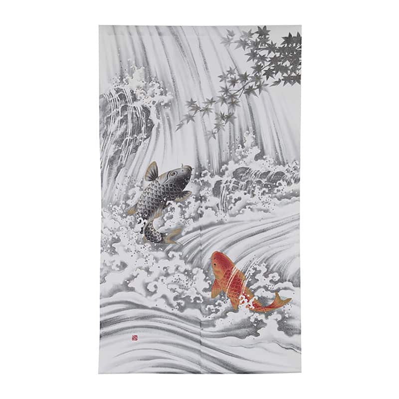 ナルミ 和風のれん 85×150cm 鯉の滝登り 14-219 1枚（ご注文単位1枚）【直送品】