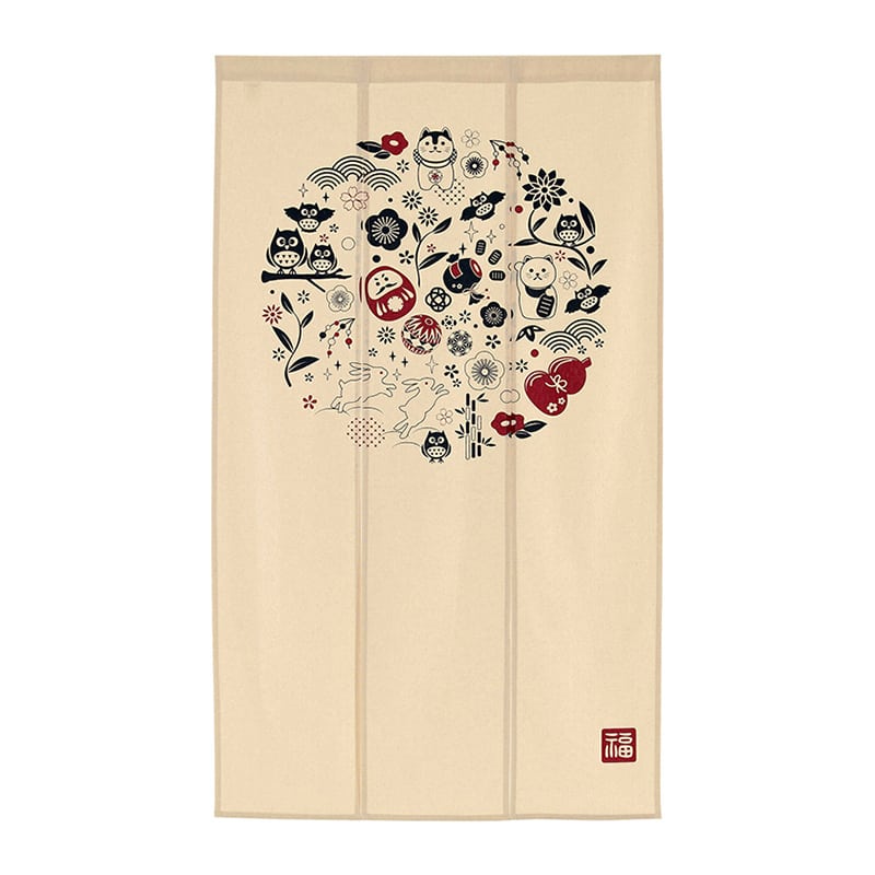 ナルミ 和風のれん 3連 ありがたや 85×150cm 丸 14-601 1枚（ご注文単位1枚）【直送品】