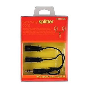 ヤザワコーポレーション 2分配 イヤホン・ヘッドホン用延長コード ブラック TK01BK 1個(ご注文単位1個)【直送品】