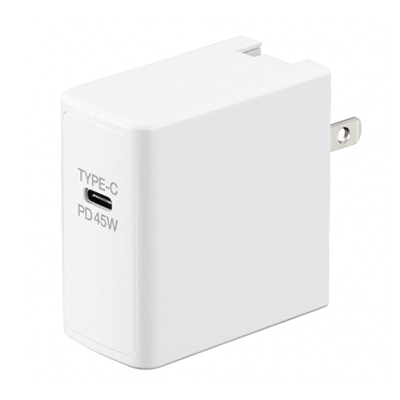ヤザワコーポレーション PD対応USBアダプター 1ポート 45W ホワイト VFPD45WH 1個（ご注文単位1個）【直送品】