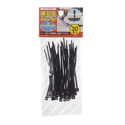 ヤザワコーポレーション 配線用品 束ねるバンド 75mm 黒 30本入 FTC75K30 1パック(ご注文単位1パック)【直送品】
