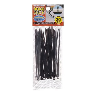 ヤザワコーポレーション 配線用品 束ねるバンド 100mm 黒 30本入 FTC100K30 1パック(ご注文単位1パック)【直送品】