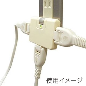 ヤザワコーポレーション スーパー雷サージ付コーナータップ 3個口 白 Y02CHK300WH 1個(ご注文単位1個)【直送品】