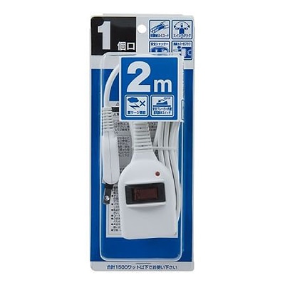 ヤザワコーポレーション ノイズフィルター集中スイッチ付タップ 1個口 2m 白 Y02BKNS112WH 1個(ご注文単位1個)【直送品】