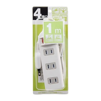 ヤザワコーポレーション 耐トラシャッター 集中スイッチ付 4個口 1m Y02S411WH 1個(ご注文単位1個)【直送品】