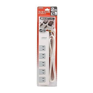 ヤザワコーポレーション 雷サージ・ブレーカー集中スイッチ付タップ 10個口 2m Y02FSBK1012WH 1個(ご注文単位1個)【直送品】
