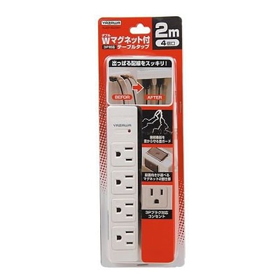 ヤザワコーポレーション 3Pマグネットタップ 4個口 2m Y02JKP402WH 1個(ご注文単位1個)【直送品】